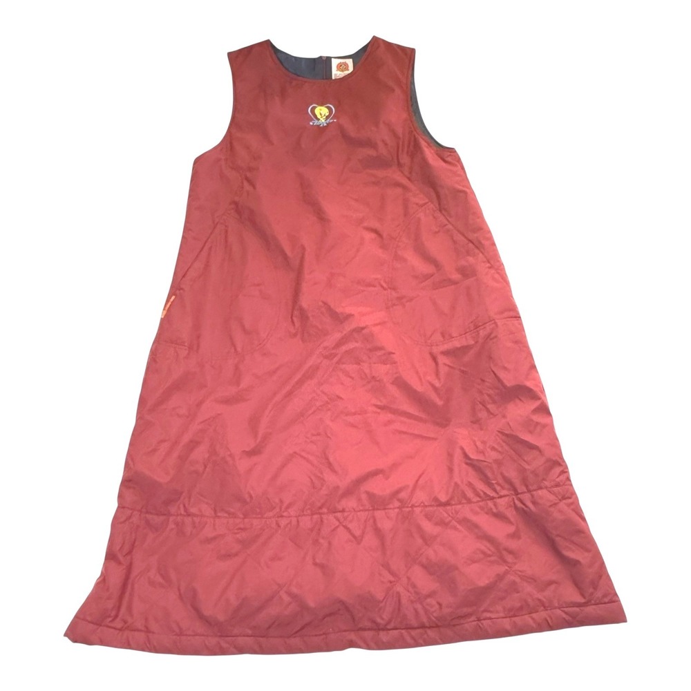 Vintage Y2K Looney Tunes Tweety Bird Puffer‎ Vest Long Jumper Women's M 90s